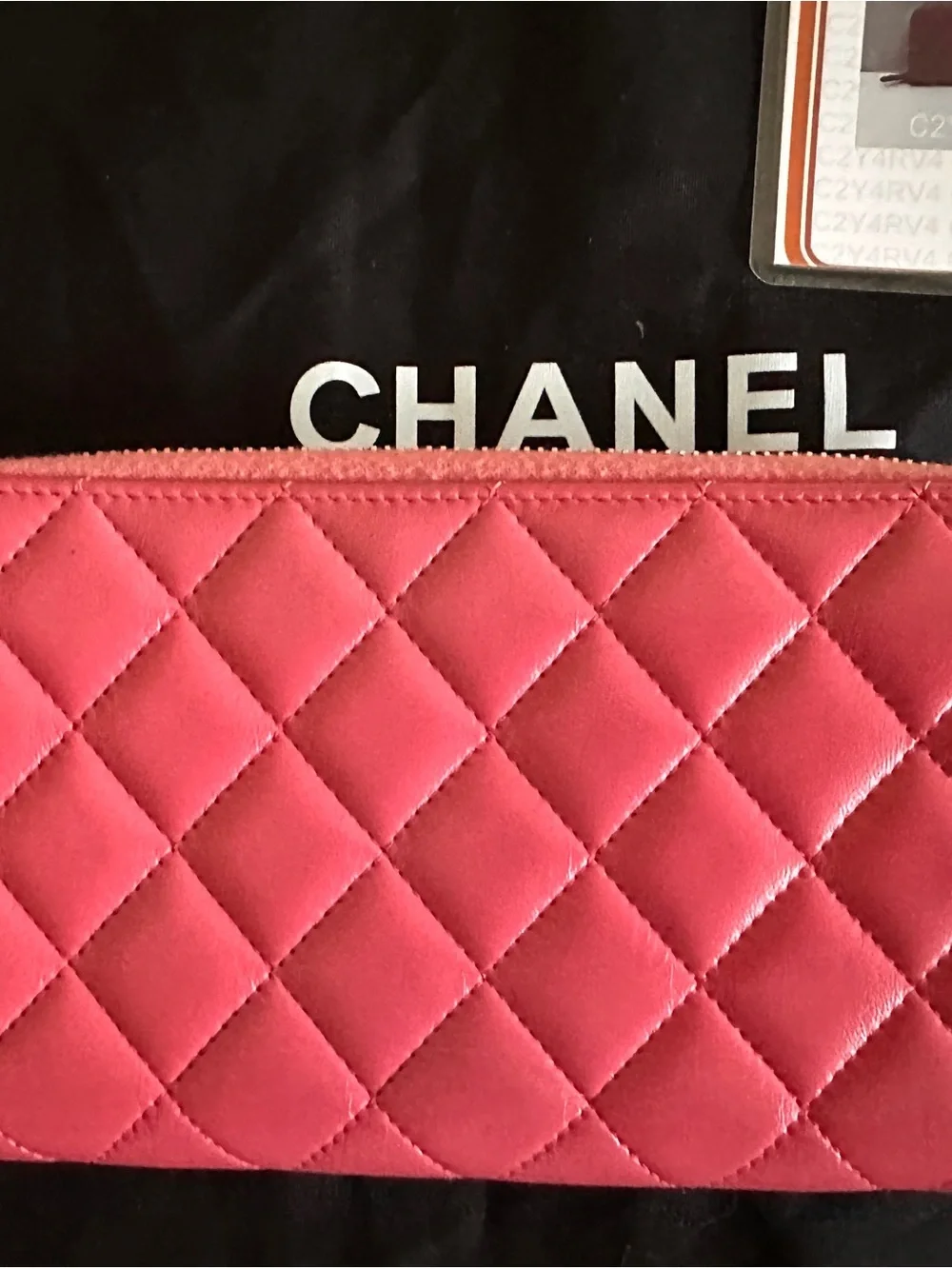 CHANEL Pink Quilted CC Zip Wristlet Pouch
